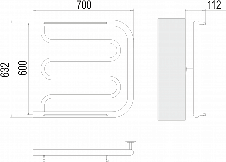 Фокстрот БШ 600х700 Полотенцесушитель  TERMINUS Грозный - фото 3
