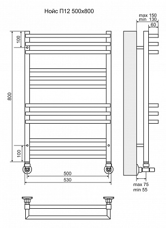 Нойс П12 500х800 Полотенцесушитель  TERMINUS Грозный - фото 3