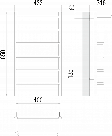 Полка П6 400х650 Электро (quick touch) Полотенцесушитель  TERMINUS Грозный - фото 3