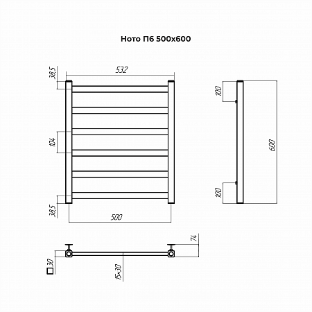 Ното П6 500х600 Полотенцесушитель TERMINUS Грозный - фото 3