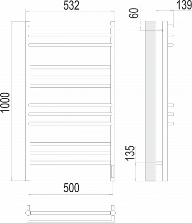 Прато П12 500х1000 электро (sensor quick touch) Полотенцесушитель  TERMINUS Грозный - фото 3