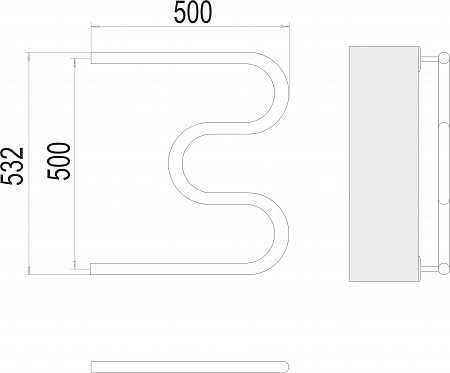 М-обр AISI 32х2 500х500 Полотенцесушитель  TERMINUS Грозный - фото 3