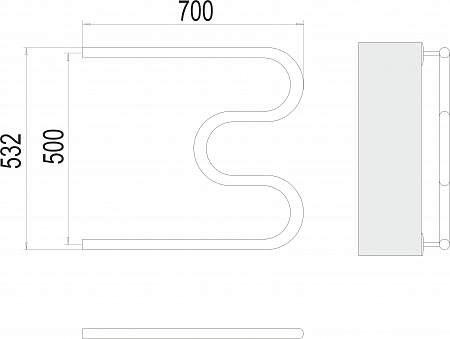 М-обр AISI 32х2 500х700 Полотенцесушитель  TERMINUS Грозный - фото 3