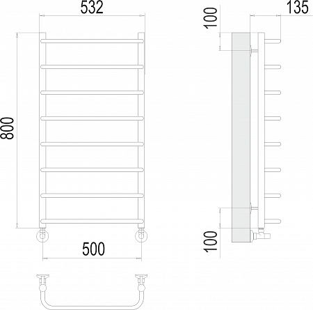 Стандарт П8 500х800  Полотенцесушитель  TERMINUS Грозный - фото 3