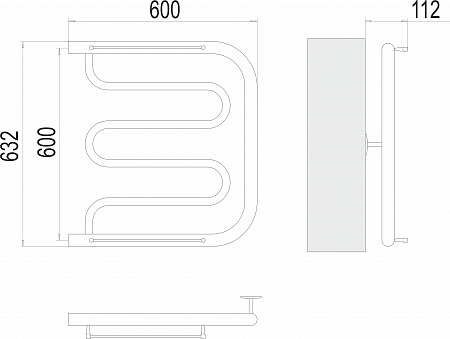 Фокстрот БШ 600х600 Полотенцесушитель TERMINUS Грозный - фото 3