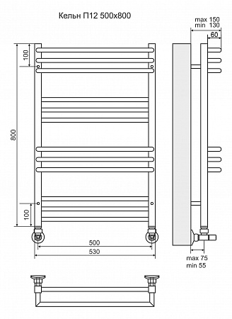 Кельн П12 500х800 Полотенцесушитель  TERMINUS Грозный - фото 3