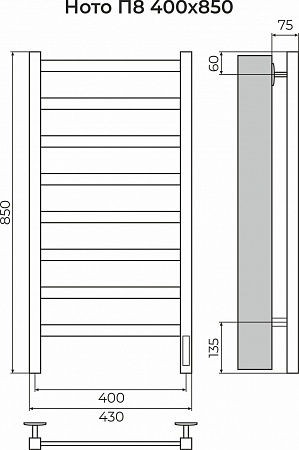 Ното П8 400х850 Электро (quick touch) Полотенцесушитель TERMINUS Грозный - фото 3