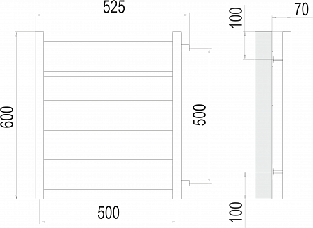 Вега П6 500х600 бп500 Полотенцесушитель  TERMINUS Грозный - фото 3