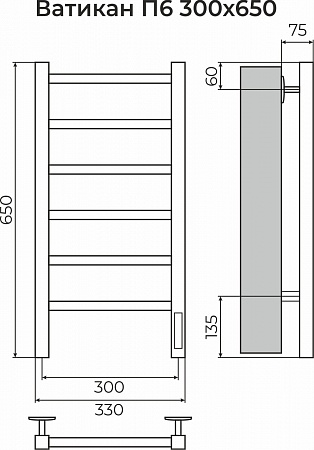 Ватикан П6 300х650 Электро (quick touch) Полотенцесушитель TERMINUS Грозный - фото 3
