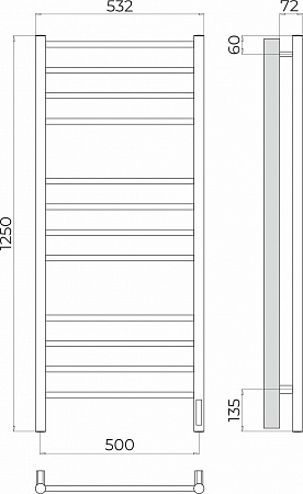 Аврора П12 500х1250 Электро (quick touch) Полотенцесушитель TERMINUS Грозный - фото 3