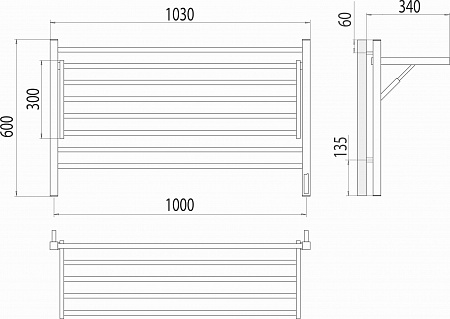 Горизонт П8 1000х600 электро КС ЧЕРНЫЙ МУАР (sensor quick touch) Полотенцесушитель TERMINUS Грозный - фото 5