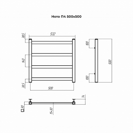 Ното П4 500х500 Полотенцесушитель TERMINUS Грозный - фото 3
